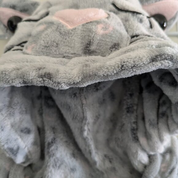 Peace Love & Dream Womens Footless Kitten One Piece with Hood Gray Zip Up - Picture 2 of 5